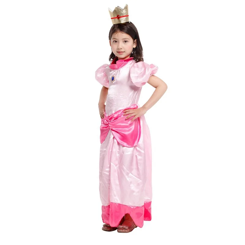 Маленький персиковый цельнокроеный приталенный костюм братья Супер Марио Принцесса Косплэй Классическая игра “Марио” костюм для детей, костюм на Хэллоуин для девочки, нарядное на новогоднюю тематику, раздел