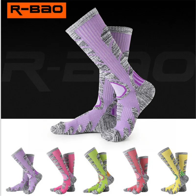 3 Pairs R-BAO RB3301 Ski Socks 85% Cotton Hiking Socks Outdoor Women's Sports Socks Spring Winter Fit to Size 35-39