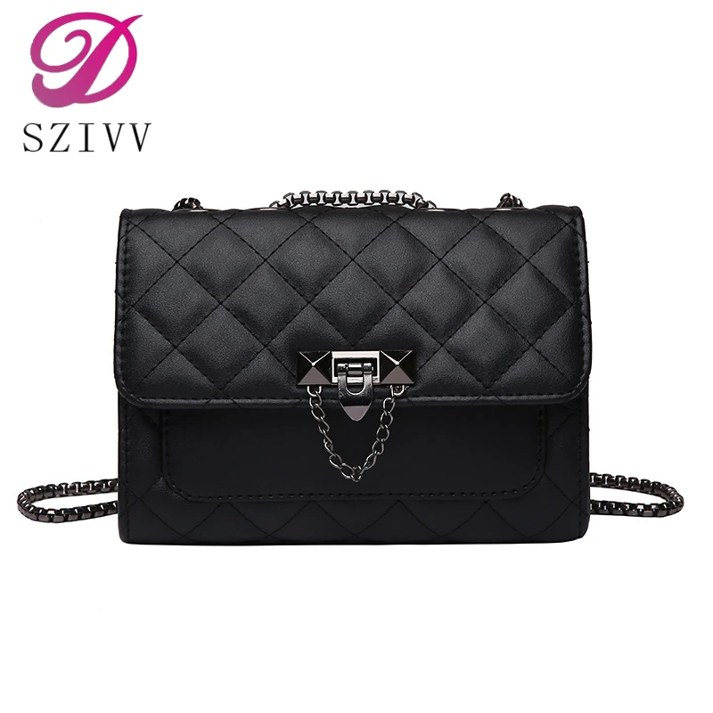 

Female bag 2019 new fashion soft leather rhombic lock small square bag wild shoulder slung chain small bag