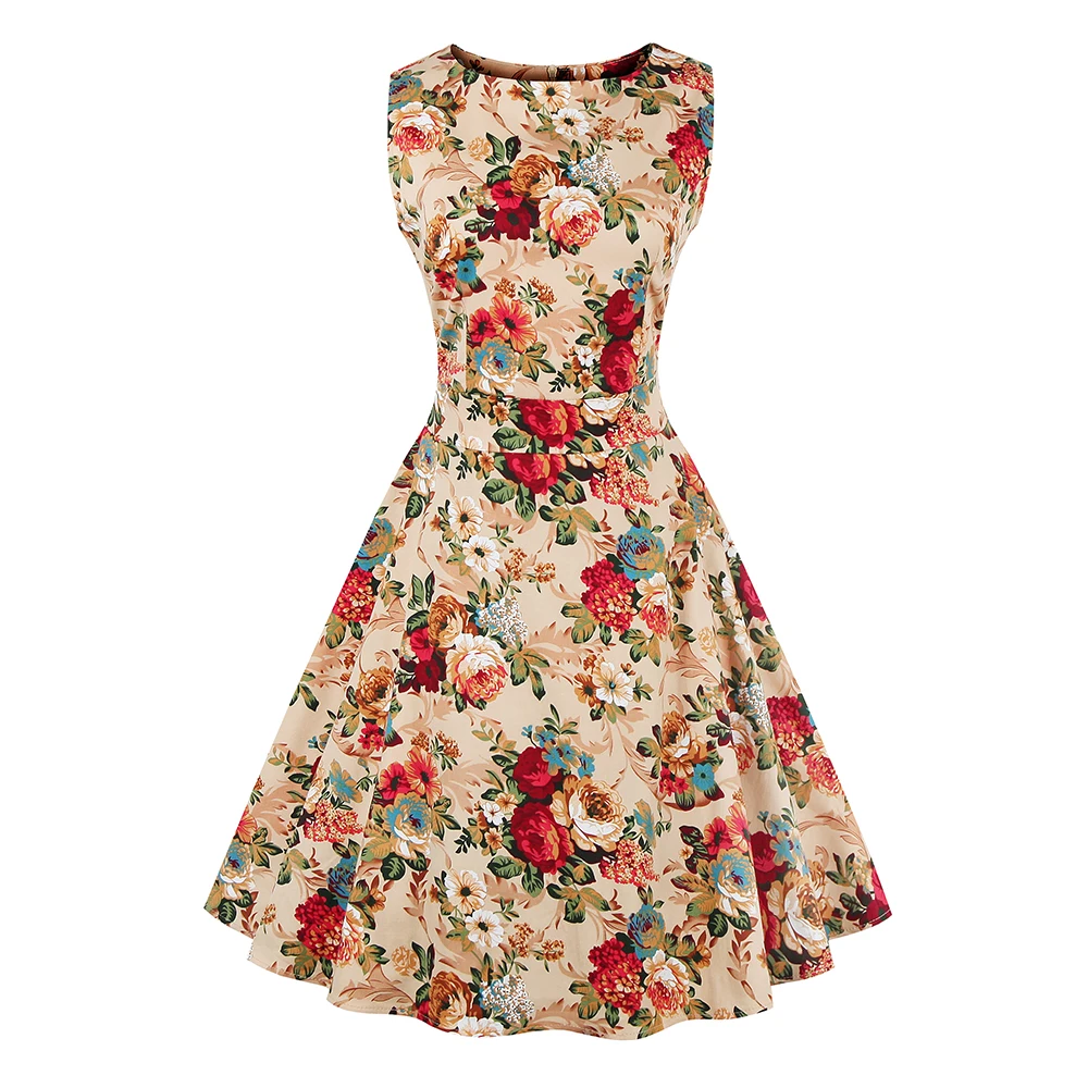 

Joineles Summer Retro Pin Up Tutu Dresses Hepburn 60s Rockabilly Robe Floral Print Women Dress Vintage Plus Size 4xl Vestidos
