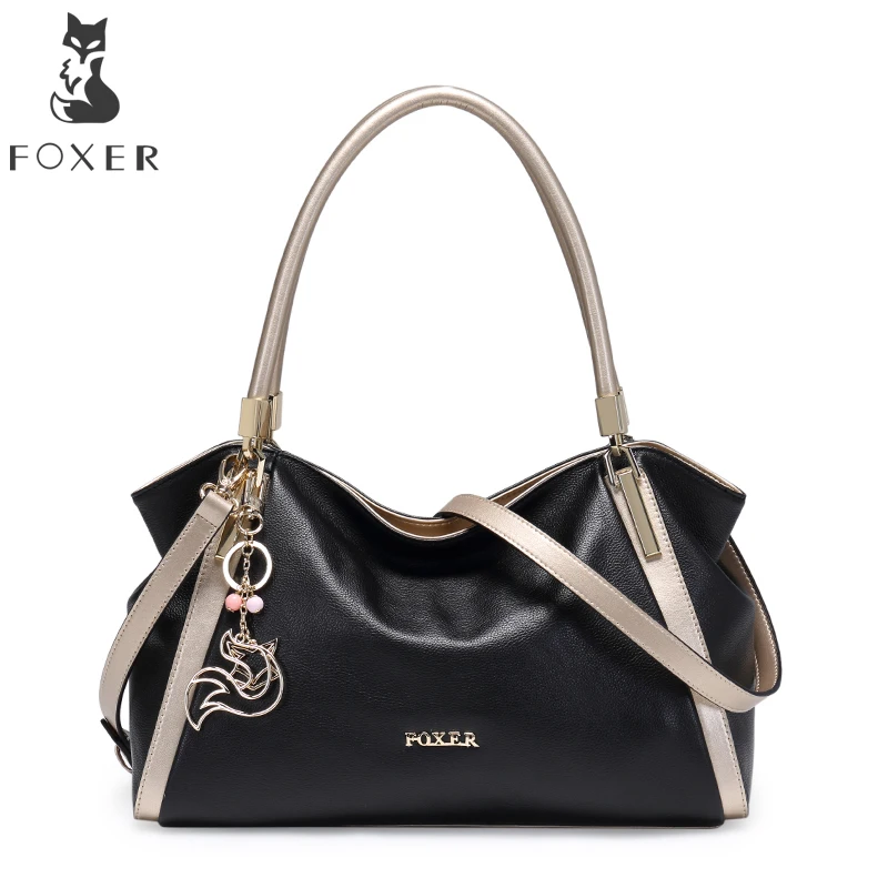FOXER женская сумка из натуральной коровьей кожи сумка на плечо Женская Роскошная модная сумка-тоут Дамская вместительная сумка-хобо для женщин подарок
