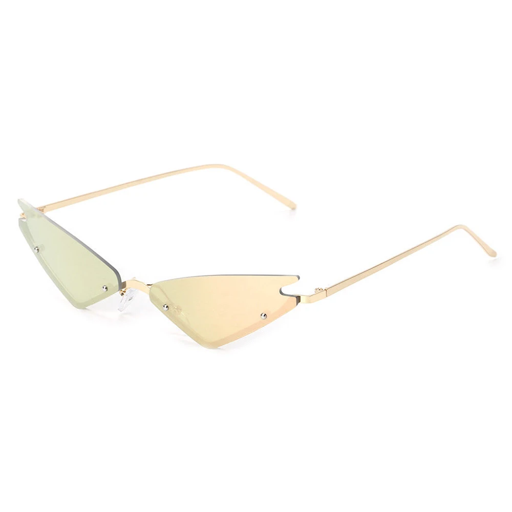 Солнцезащитные очки, конфетный цветной "кошачий глаз", соединенный цвет, модные женские очки без оправы, треугольник, UV400, фирменный дизайн, солнцезащитные очки для женщин - Цвет линз: B