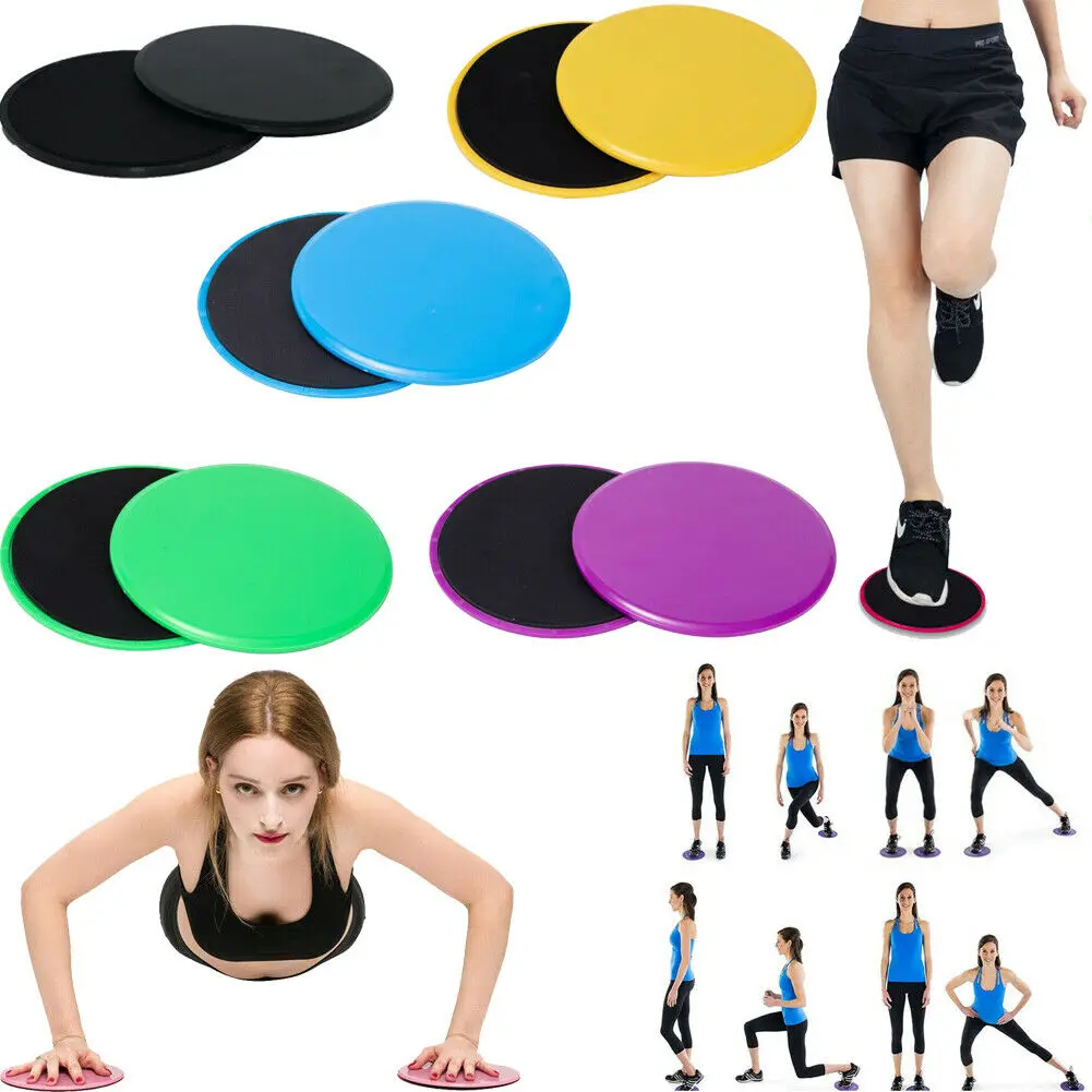 2PCS Fitness Gliding Discs Core Sliders For Gym Abs Leg Workouts Exercise US