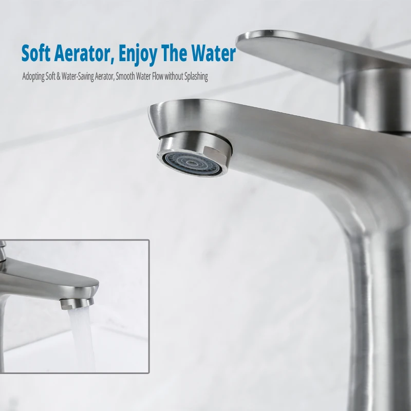 IVRICH Bathroom Basin Faucet SUS304 Stainless Steel Water Tap Lead-free Washbasin Faucet Deck Mounted Mixer VR2005