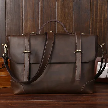 

2019 New Brand Designer Stye Men Vintage Messenger Bag Genuine Cow Leather Male Luxury Business Retro Shoulder Bags Briefcase