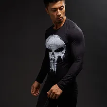 3D футболка супергероя, Мужская футболка для фитнеса, компрессионная футболка с длинными рукавами, полиэстер, футболка с длинными рукавами