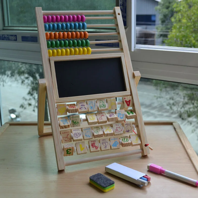 

children wooden multifunction Math frame with writing board/ Kids baby blackboard with Calculation learning and educational toys