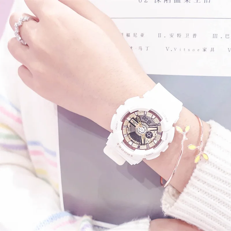 Ulzzang Multifunction Electronic Sport Watch Woman Waterproof Silicone Student Wristwatches Big Dial Clock Gift Montre Femme