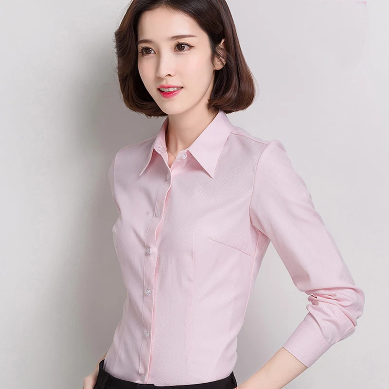 Женская шифоновая рубашка с длинным рукавом V образным вырезом|office shirts for women|office