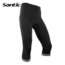 Santic 3/4 Men Women 3D Anti-Slip Padded Gel Cycling Shorts Tight Elastic Fit Bike Black Wear For Outdoor MTB Bicycle Clothing
