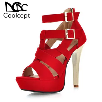 

Coolcept Elegant Office Lady Platform High Heel Sandals Peep Toe Ankle Strap Thin Heel Sandals Summer Party Shoes Size 34-39