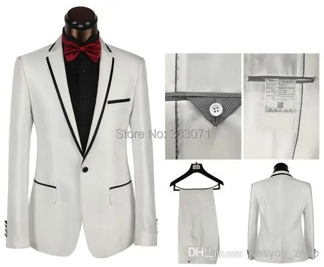 771 2016 Nouveau Blanc Formel Marié Smoking Slim Fit Hommes Dhonneur Costumes De Mariage Designer Vêtements Hommes Retour Blazer Veste Pantalon