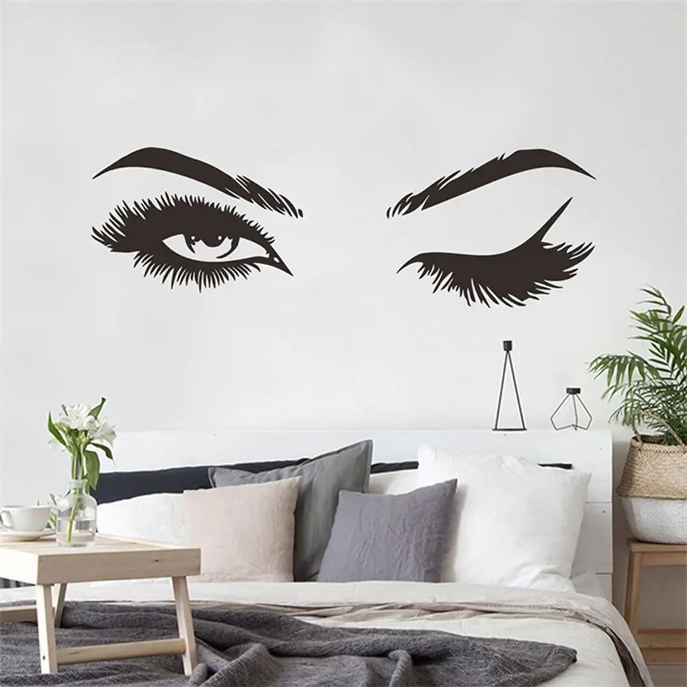 Глаза подмигивают настенные наклейки s Арт Наклейка для ресниц обои дизайн интерьера сексуальная девушка украшения для дома для гостиной