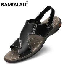 Удобные мужские сандалии ручной работы из натуральной кожи; мягкая Летняя мужская обувь; повседневные пляжные сандалии в стиле ретро; обувь для мужчин