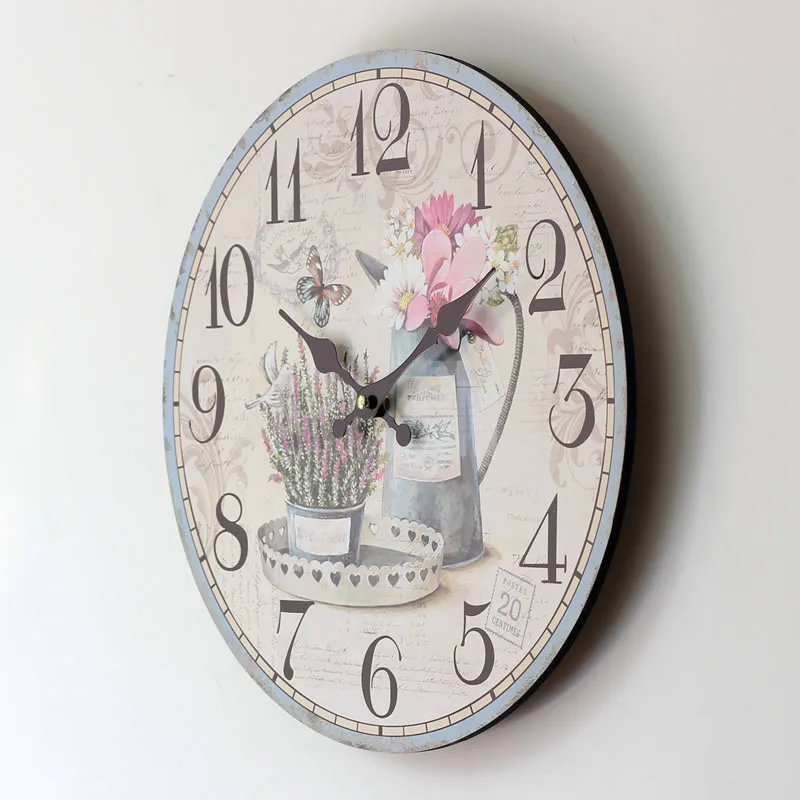 Электронные настенные часы с изображением цветов и бабочек, круглые часы с цветным рисунком, домашний декор для кофейного бара