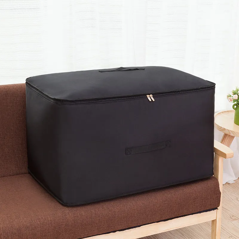 4 сплошной цвет коробка для хранения толстый Оксфорд шкаф Органайзер современный домашний Органайзер сумки для одеяла одежда постельные принадлежности большой емкости - Цвет: black