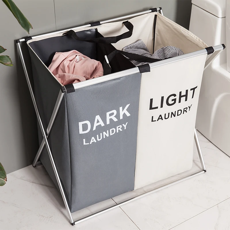 

Laundry Basket Large Two Three Grid Dirty Hamper Clothes Storage Basket Organizer Basket Collapsible Foldable Laundry Hamper