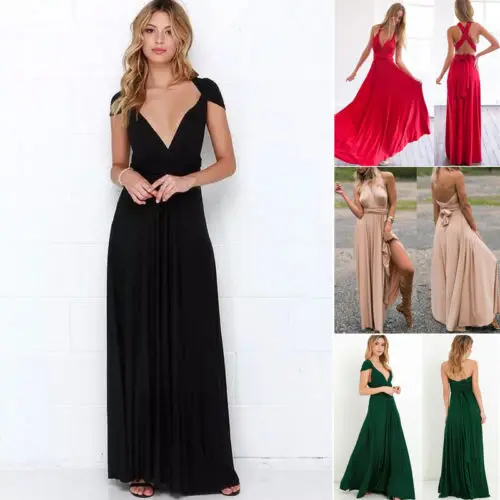 Women's Evening Formal Dress 2018 New Fashion Sleeveless Straps Bandage Backless Convertible Multi Way Wrap Long Sundress | Женская