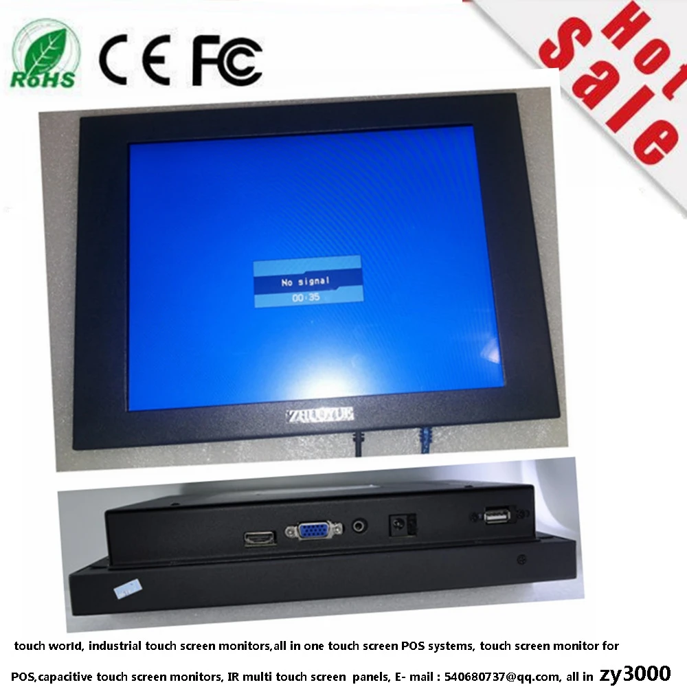 new 12 inch 4:3 800*600 HDMI VGA dc12 v input Open Frame metal casing 4 wire USB resistive touch monitor open frame
