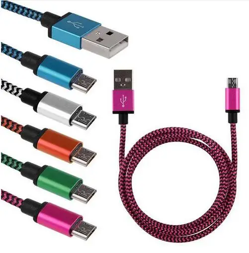 1M High Quality Braided 8pin Double sided USB Charger Data Sync Cable Cord For Samsung HTC