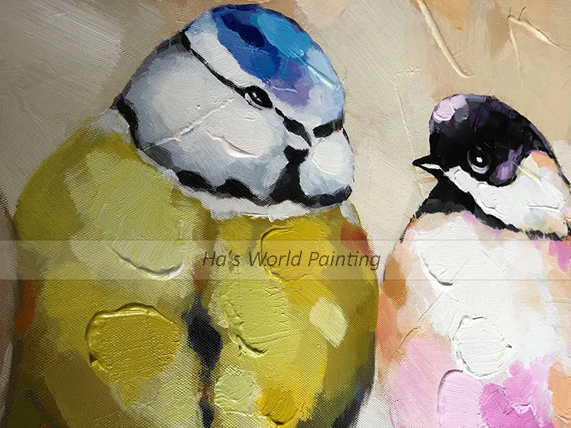 Art-Handmade-Bird-Family-Oil-painting-Animal-Canvas-Wall-Art-Modern-Decor-Artwork (4)