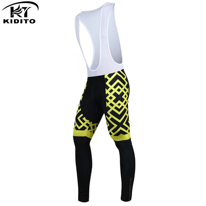 

KIDITOKT Long Cycling Bib Pants men 3D Padded Coolmax Gel Winter Thermal Fleece MTB Bike Bicycle sports Racing Bib Shorts