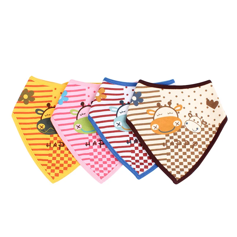 4PCS Baby Bibs Set Happy Cow Baby Bandana Drool Bibs Cartoon Pattern Saliva Towel Baby Bibs Cotton Both Sides Newborn Burp Cloth (7)