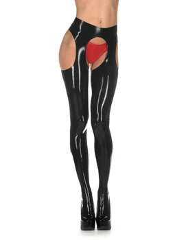 

New Style Latex Suspender Tights Sexy Leggings with Socks Rubber Latex Pantihose Latex Leggings With Briefs