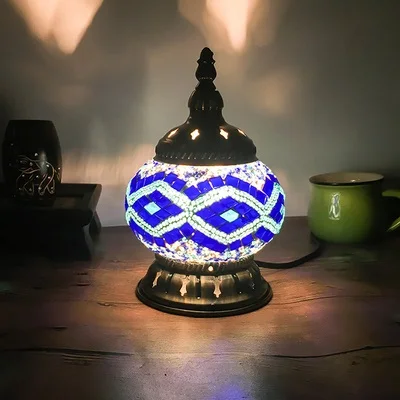Новейшая E14 ручная инкрустированная стеклянная мозаика для спальни гостиной декоративные ночные лампы в средиземноморском стиле лампы в турецком стиле - Цвет абажура: picture style