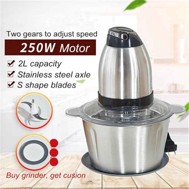 

2L Electric Stainless Steel Meat Grinder Sausage Maker 220V Multifunctional Mincer Slicer for Meat Nut Vegetable Chicken Spice