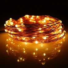Проводные 33FT 10 м медная проволока 100LED гирлянды, теплый белый праздник декоративные Звездные огни+ UL перечисленные адаптеры питания
