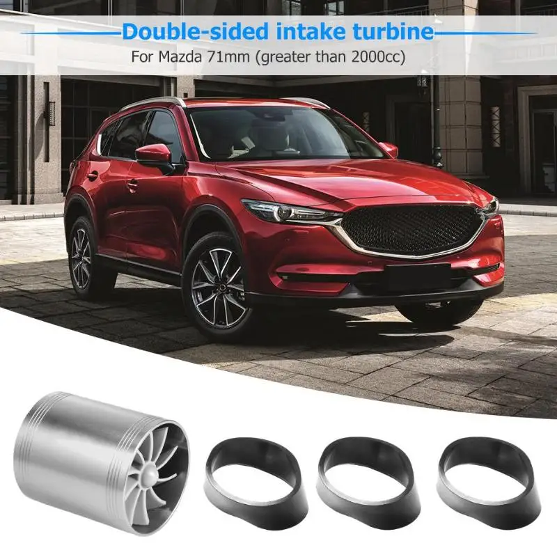 Blue SUV Single Supercharger Turbo Charger Air Filter Intake Fan Fuel Gas Saver