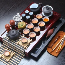 Heißer Verkauf Yixing Keramik Kung Fu Tee-Set Massivholz Teetablett Teekanne 27-piece Tee Chinesischen Tee Zeremonie