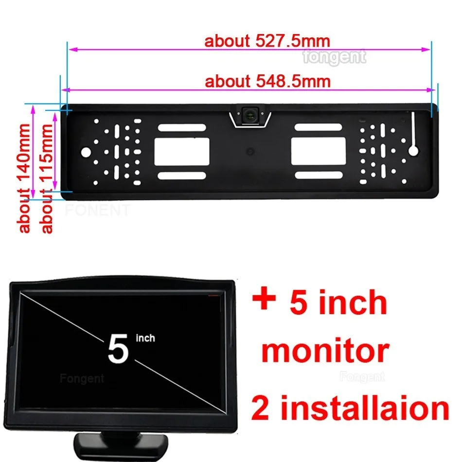 Fongent ЕС Европейский номерной знак рамка автомобиля обратный резервный парковочный автомобиль Montior 170 градусов угол заднего вида авто камера - Цвет: Y848-L1-50