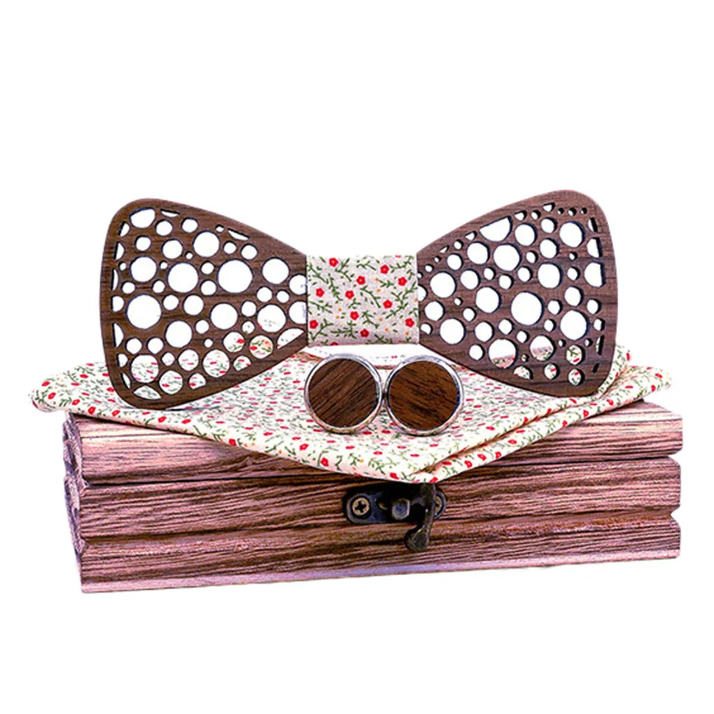 Галстуки для мужчин ручной деревянный галстук-бабочка галстук платок набор мужской галстук-бабочка деревянный полый резной и коробка галстук-бабочка bois# G10 - Цвет: J