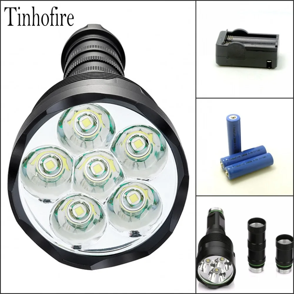 

Tinhofire CX6 7000 Lumens 6xCREE XM-L T6 5-mode LED Flashlight 6T6 Torch Lamp Light 18650 Battery Charger