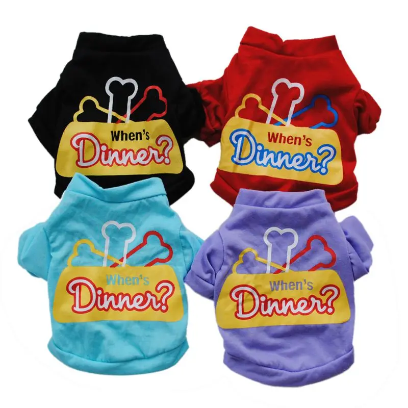 

Dog Shirt Spring Summer Colorful Short Sleeves Small Medium Pet Cotton T-shirt Bone Pattern Clothes For Dogs Cute Clothing 2019