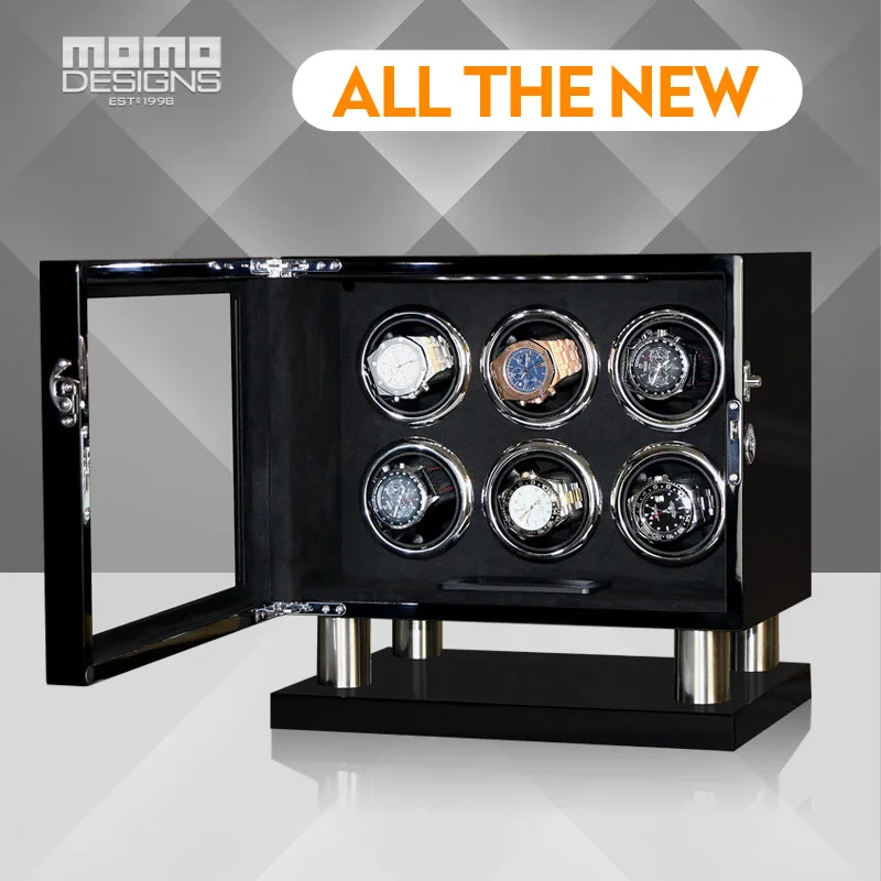 

High-end Watch winder 6 automatic watch box Electric rotating box watches organizer with LCD touch and TPD mode/Suprise gift box