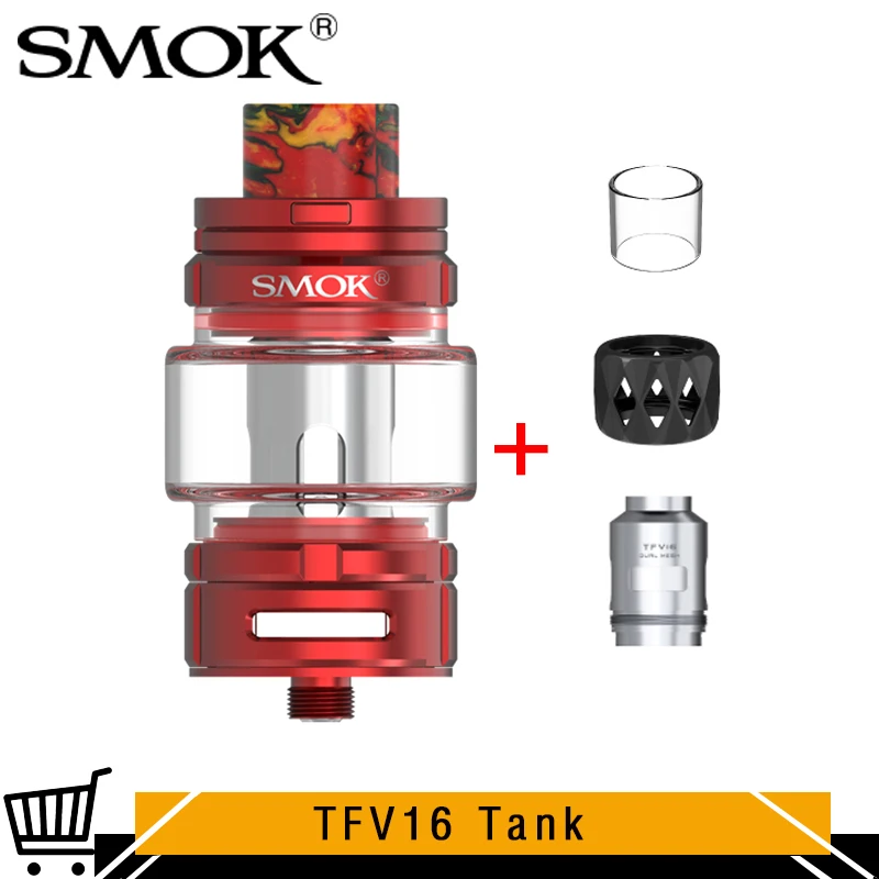 

Free Tank Original SMOK TFV16 Tank Red 9ml Atomizer with TFV16 Mesh Coil 0.17ohm Vape Vaporizer SMOK Tank vs TFV12 Prince/ TFV8