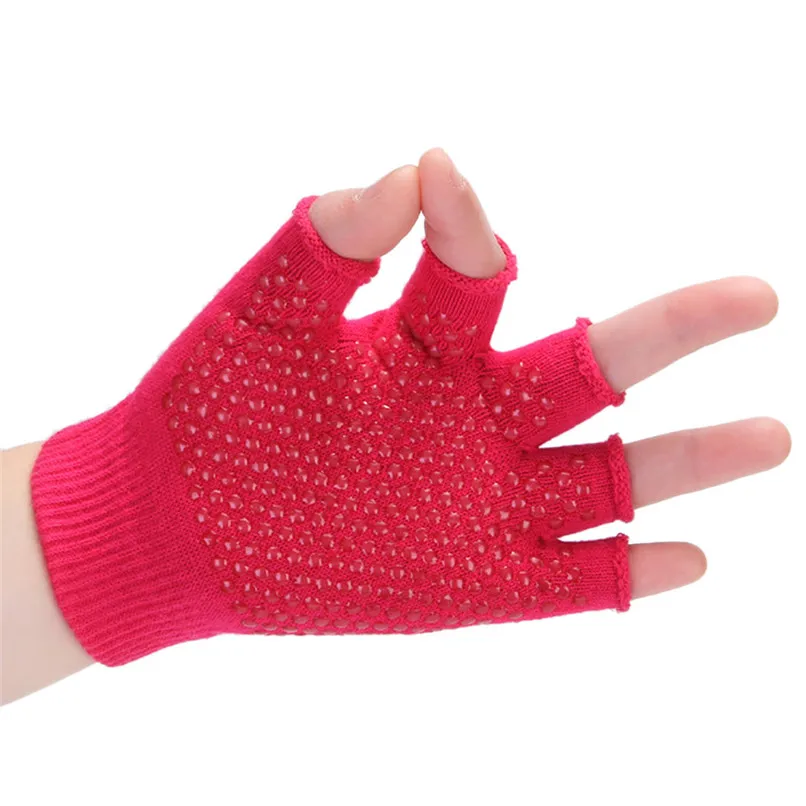 Хлопковые противоскользящие перчатки для йоги, женские спортивные перчатки для бодибилдинга и тренировок, нескользящие перчатки для пилатеса, тренировочные перчатки, Новинка#2n30 - Цвет: Hot Pink