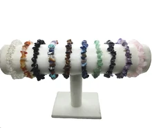 Natural Semi Precious Stone Chip Stone Beads Bracelet 7.25 inch; 5~8MM Chip Beads Stretch Jewelry Bracelet 24pcs/lot jewelry pearl drill tool precious stone beads driller machine