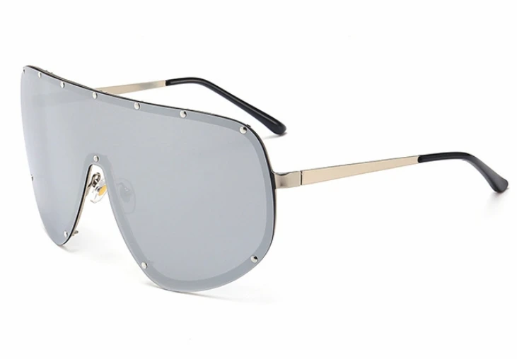 Поляризационные очки, солнцезащитные очки для мужчин и женщин, негабаритные Модные Оттенки UV400, цельные линзы, винтажные очки 47860 - Цвет линз: AAA silver silver