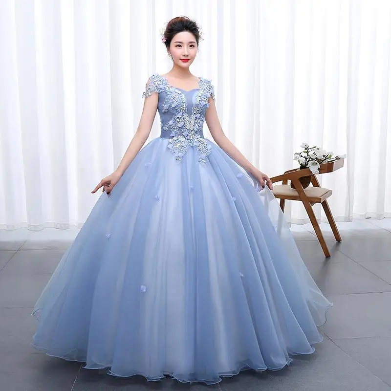 Красная аппликация Пышное Сетчатое платье Robe De Soiree Debutante роскошное Пышное Бальное Платье принцессы сексуальные платья без рукавов для девочек сладкий 16 - Цвет: Gray