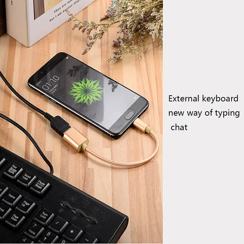 

OTG Data Cable 3C Digital Box Micro USB Adapter For Android Mobile Phone Woven Aluminum Alloy OTG Adapter Cable