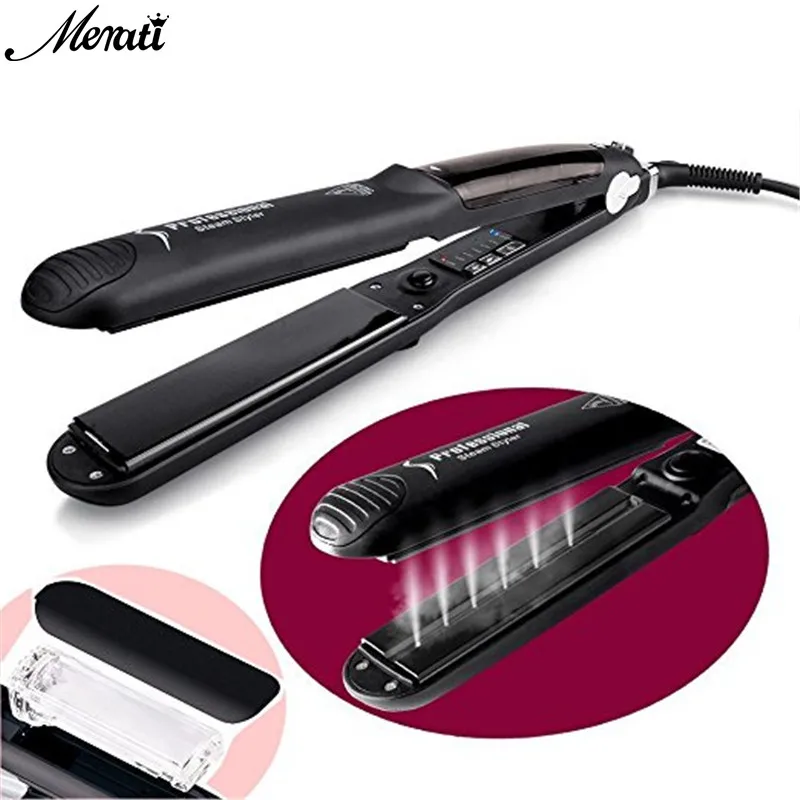 Steam Function Flat Iron Tourmaline Ceramic Vapor Professional Hair Straightener Straightening