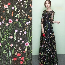 1 ярд вышитая кружевная ткань сетка 3D водная трава шифон, цветочная ткань для шитья одежды DIY аксессуары для одежды 91*130 см