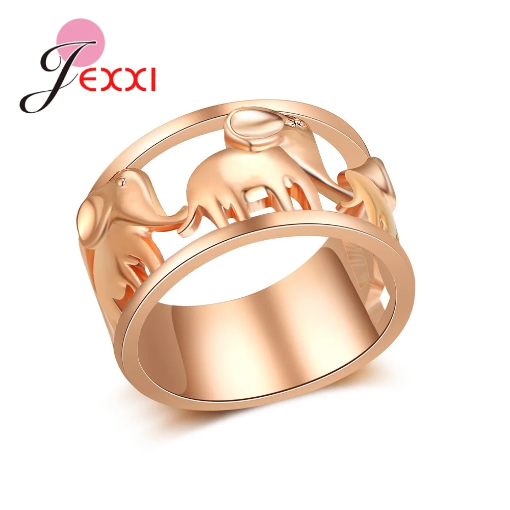 

Excellent Cute Fashion Wide Elephant Finger Ring Jewelry Pure Gold Color For Female Hign Quality Free Shipping
