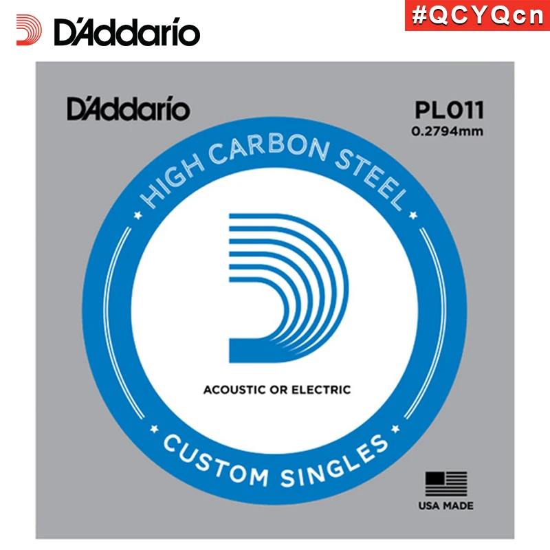 

D'Addario Daddario PL011 American Made Plain Steel Acoustic or Electric Guitar Single String, 11