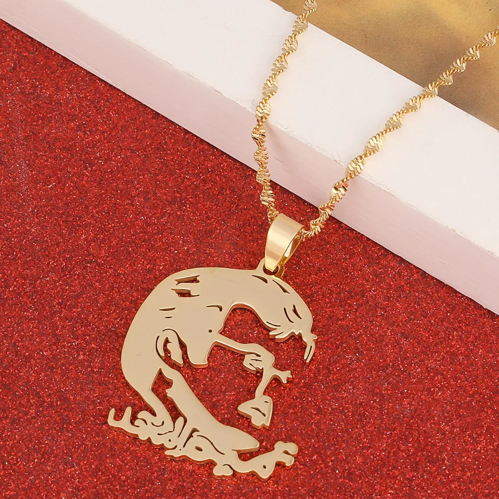 Stainless Steel Qatar Pendant Chain for Women Girls Gold Color Jewelry