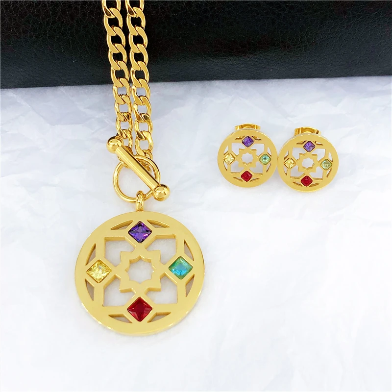 

Newest Stainless Steel Jewelry Set Earring Necklace Wedding Birthday Party Gift Women Accessories